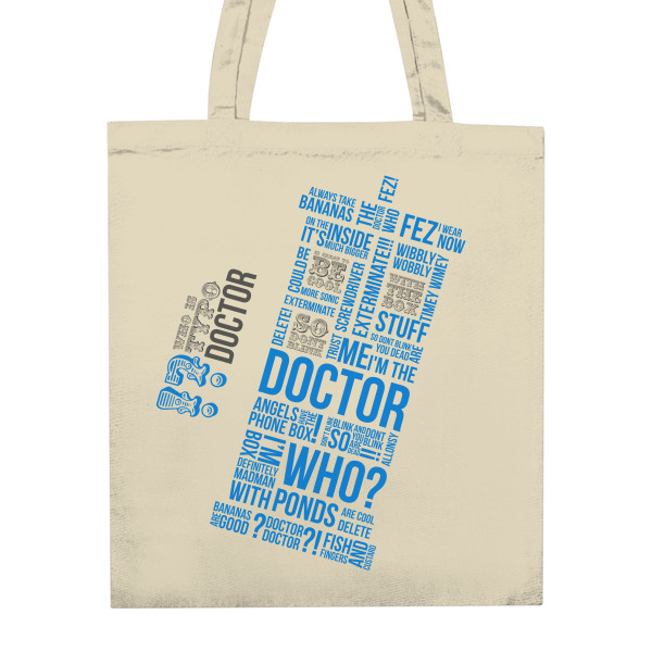 Nákupní bavlněná taška s potiskem Doctor typo