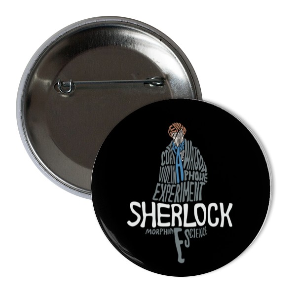 Odznáček  s potiskem Typografická Sherlock placka